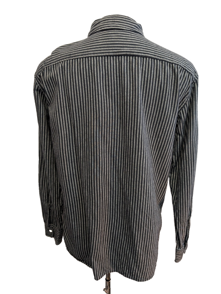 Chemise LEVI'S Relaxed Flanelle Épaisse Rayures Noir & Gris Manches Longues T.M