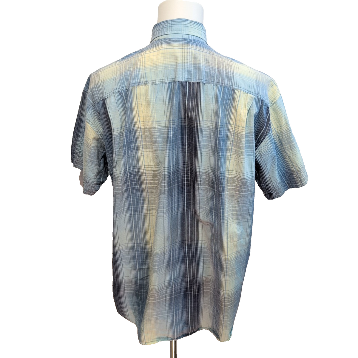 Chemise Nautica XL Bleu Carreaux Manches Courtes 100% Coton