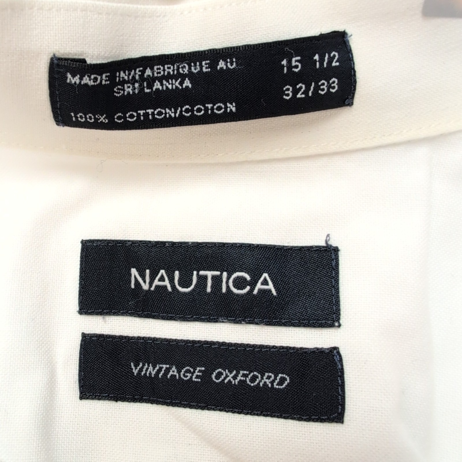 Chemise Nautica Vintage Oxford Blanc Uni M 100% Coton manches longues