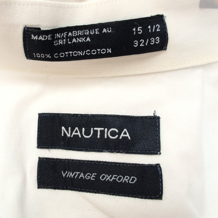 Chemise Nautica Vintage Oxford Blanc Uni M 100% Coton manches longues
