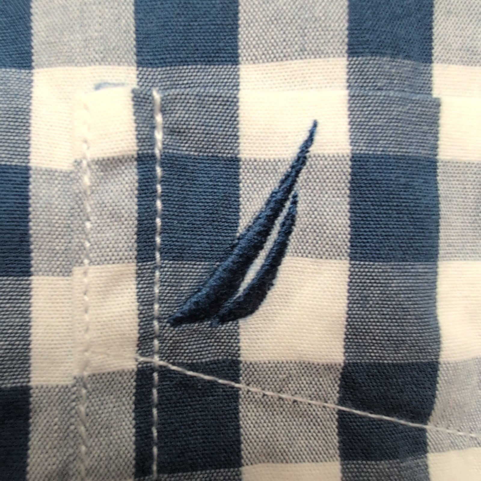 Chemise Nautica M Bleu Blanc Carreaux Manches Courtes 100% Coton