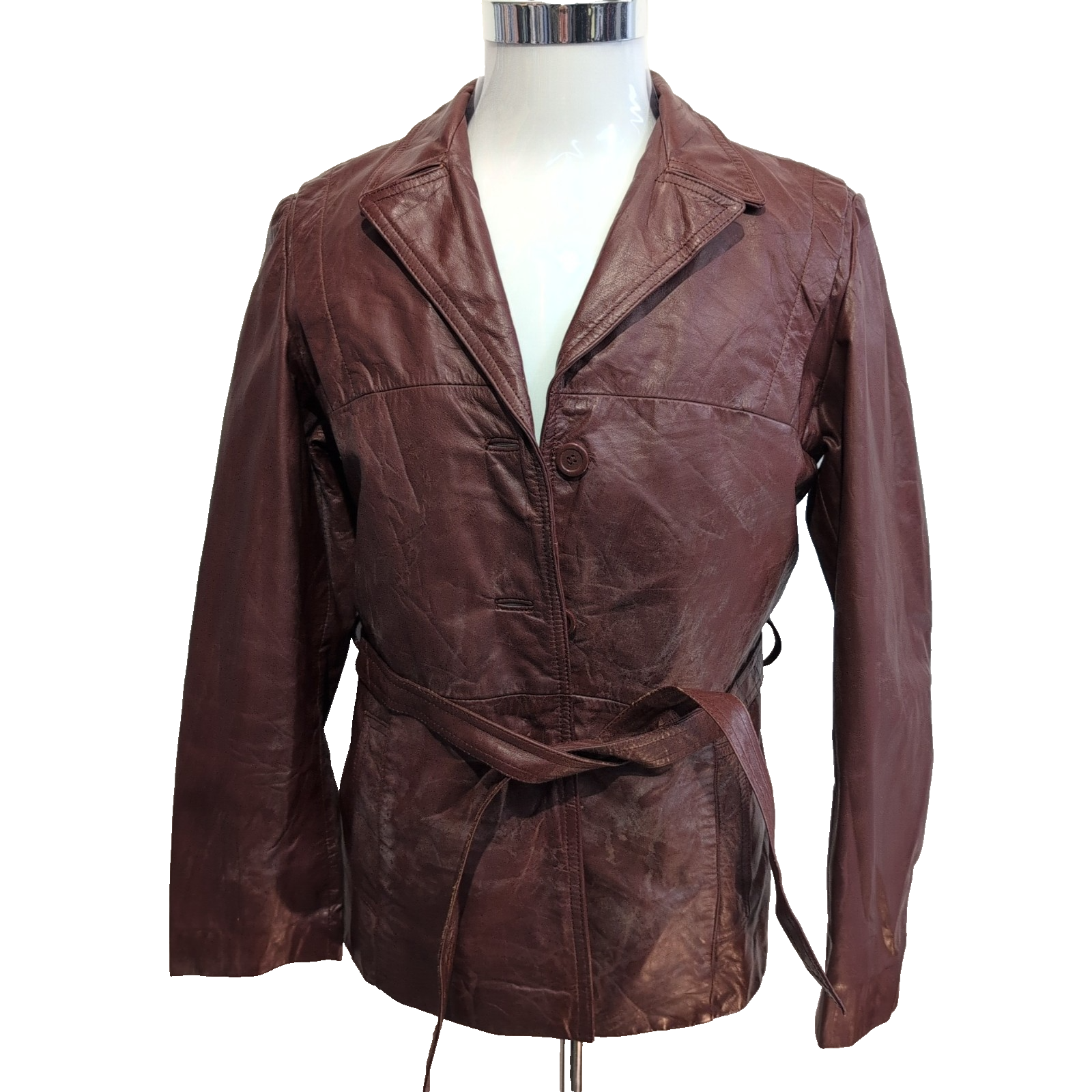 Veste Cuir Femme Bordeaux Berman's 14 L Doublure Amovible Vintage |51c
