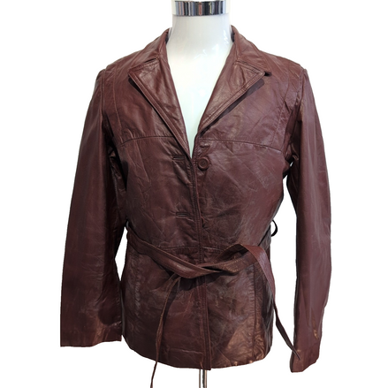 Veste Cuir Femme Bordeaux Berman's 14 L Doublure Amovible Vintage |51c