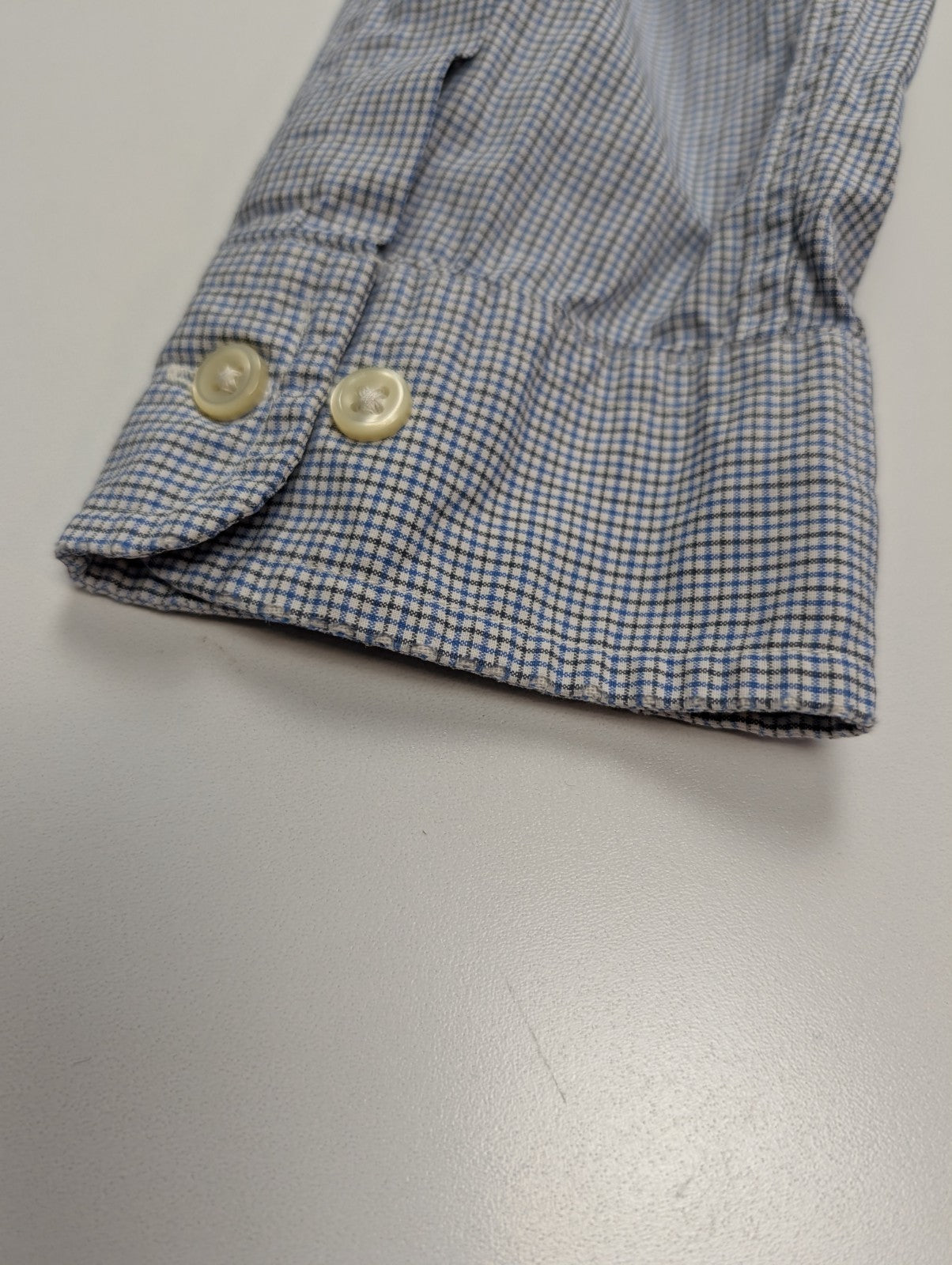Chemise Polo Ralph Lauren Shirt S Custom Fit Micro-Carreaux Bleu Blanc Button Do