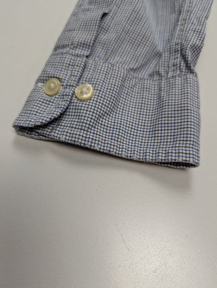 Chemise Polo Ralph Lauren Shirt S Custom Fit Micro-Carreaux Bleu Blanc Button Do