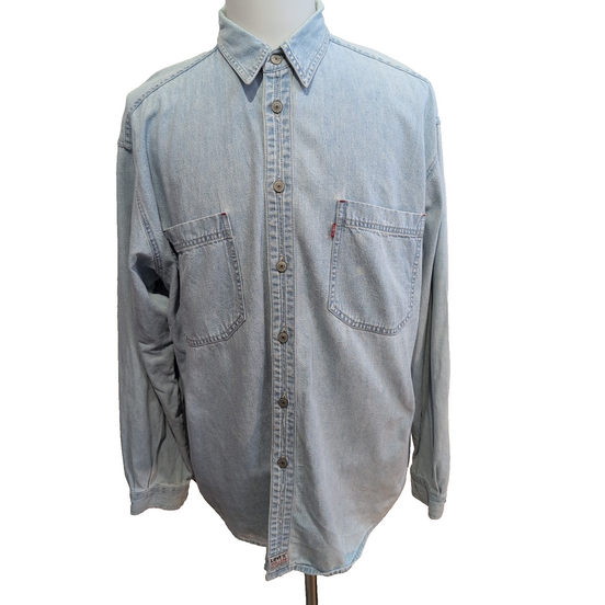 Levi's Chemise Jean Bleu Clair Vintage Boutons Métal 2 Poches Coton Taille L
