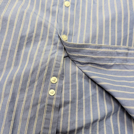 Chemise Sean John XL/XXL Bleue Rayures Blanches 100% Coton Manches Longues