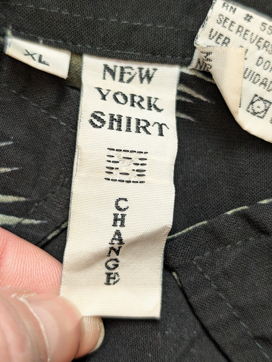 Chemise Hawaïenne New York Shirt Co Noir Profond Motifs Feuilles Kaki Taille XL