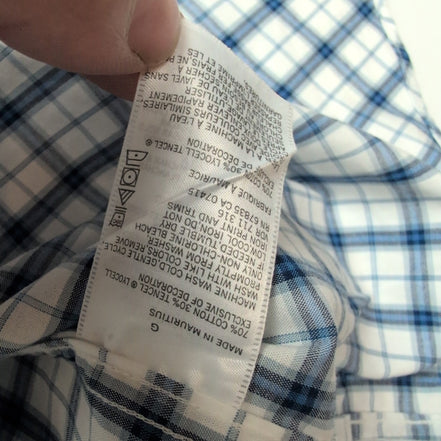 Chemise Nautica XL Bleu Carreaux 100% Coton Manches Courtes Logo Brodé