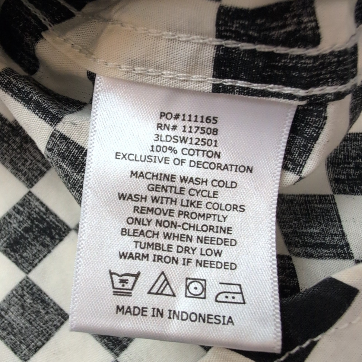 Chemise Levi's XL Noir Blanc Damier Checkerboard Logo Manches Courtes