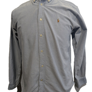 Chemise Ralph Lauren Bleu Clair Logo Marron Manches Longues - Taille S / 18