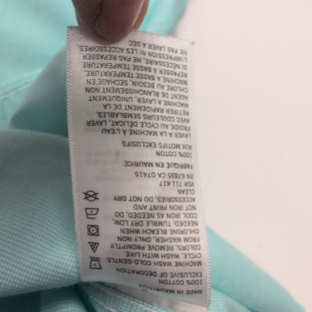 Chemise Nautica L Turquoise Micro Carreaux Slim Fit Coton Logo Brodé