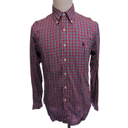 Chemise Ralph Lauren M Rouge Bleu Carreaux Shirt Button Down Coton Logo Marine