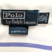 Polo Ralph Lauren Homme XL Blanc Rayures Lilas Logo Vert Polo Manches Courtes