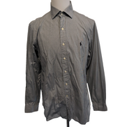 Chemise Ralph Lauren M/L Grise Logo Marron Manches Longues