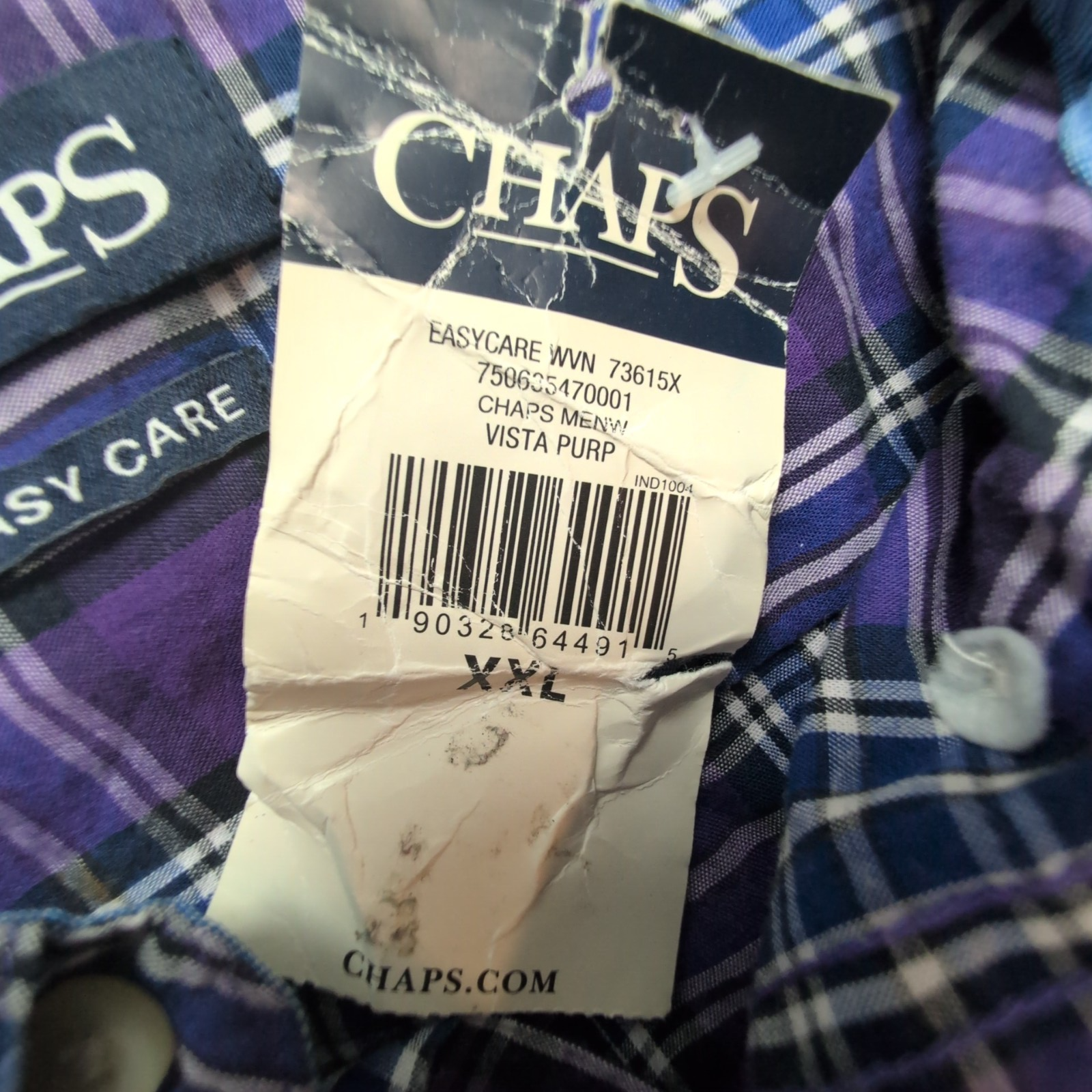 Chemise CHAPS violette à carreaux taille XXL Neuve #76e