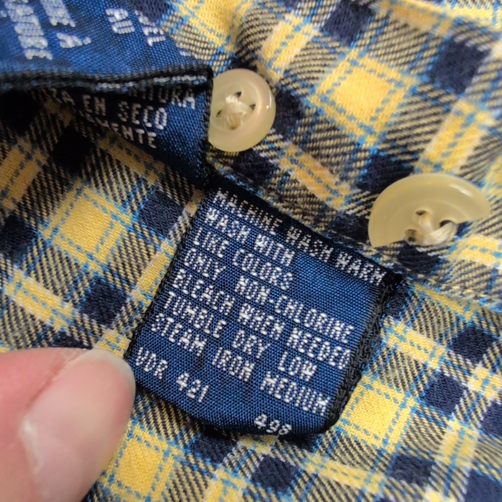 Nautica chemise flanelle manches courtes jaune bleu carreaux taille XL XXL