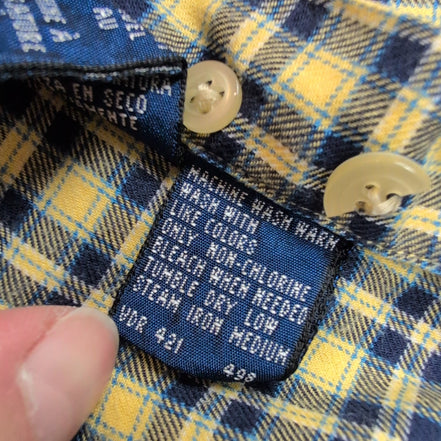 Nautica chemise flanelle manches courtes jaune bleu carreaux taille XL XXL