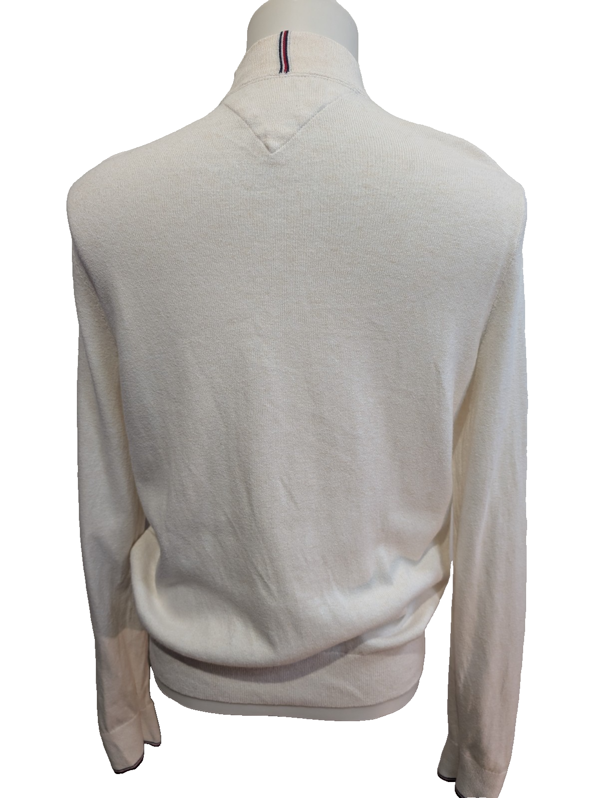 Pull Tommy Hilfiger Homme Col Montant Blanc Cassé - Coton Pima & Cachemire - M