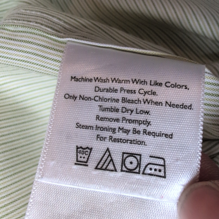 Chemise Eddie Bauer M vert rayures fines coton col boutonné manches longues