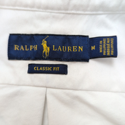 Chemise Ralph Lauren M Classic Fit blanc manches courtes logo bleu marine