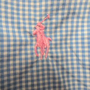 Chemise Ralph Lauren M Bleue Carreaux Coton Manches Courtes Logo Rose