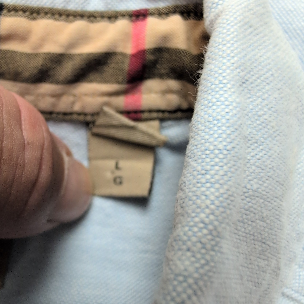 Chemise BURBERRY vintage L bleu Oxford logo écusson brodé coton