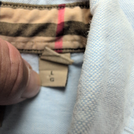Chemise BURBERRY vintage L bleu Oxford logo écusson brodé coton
