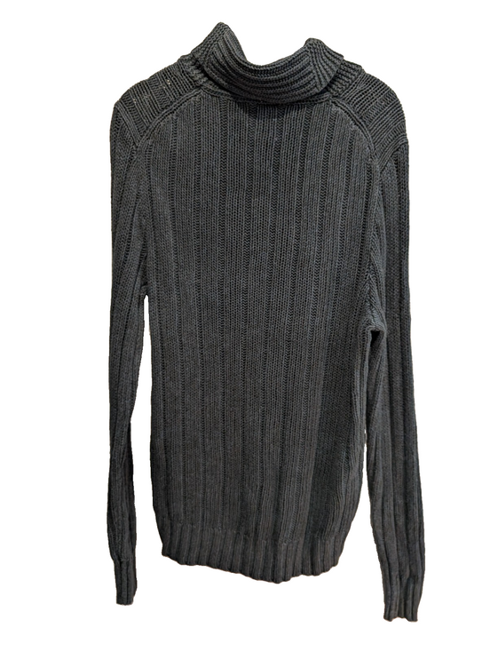 Pull Polo Ralph Lauren M vert foncé lin soie col boule maille torsadée RL