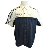 Harley Davidson Chemise Bleu Marine Blanche Manches Courtes Homme XL Vintage