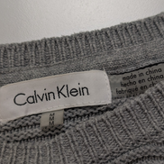Pull Calvin Klein Col Rond Gris Clair Manches 3/4 Ficelées - Taille M
