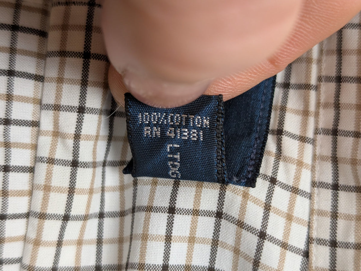 Chemise Polo Ralph Lauren Shirt L Carreaux Marron Beige Noir Button Down