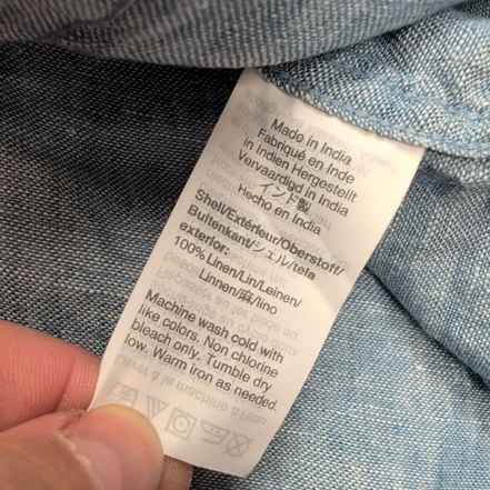 Chemise J.Crew Mercantile M Bleu Chiné Unie 100% Lin Manches Longues