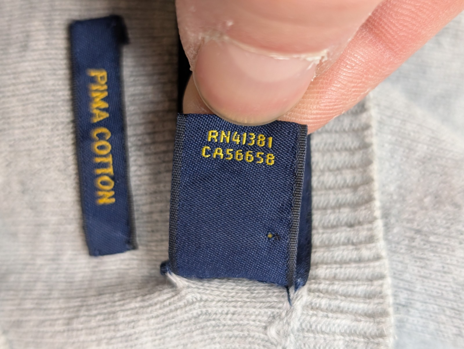 Pull POLO RALPH LAUREN Homme XXL (TTG) Gris Col V Logo Marine Cotton