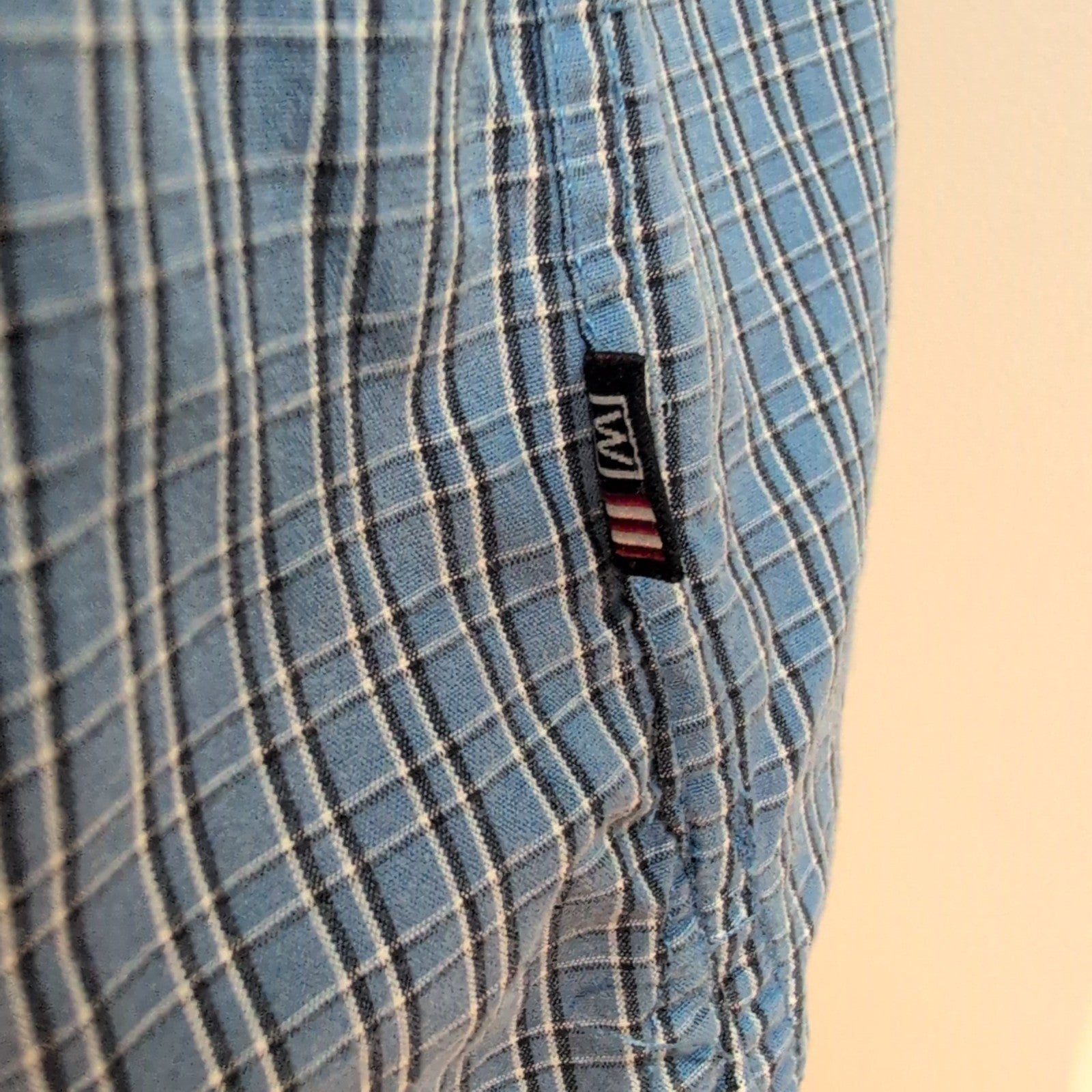 Chemise WRANGLER Homme L Bleue à Carreaux Wrinkle Resistant Poche