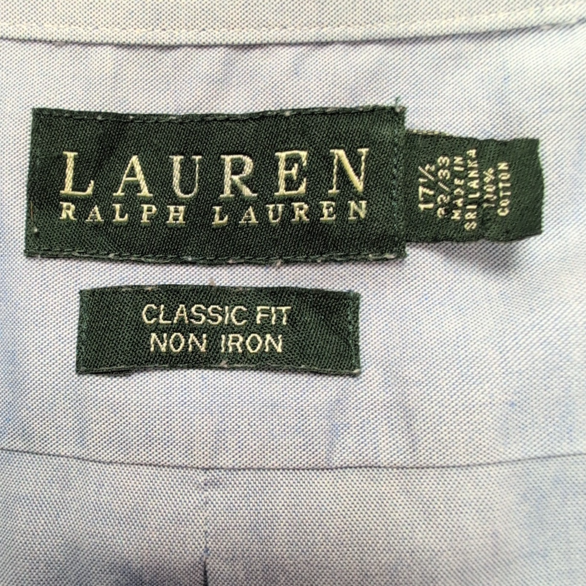 Chemise Lauren Ralph Lauren Classic Fit Bleu Clair Uni XL XXL manches longues