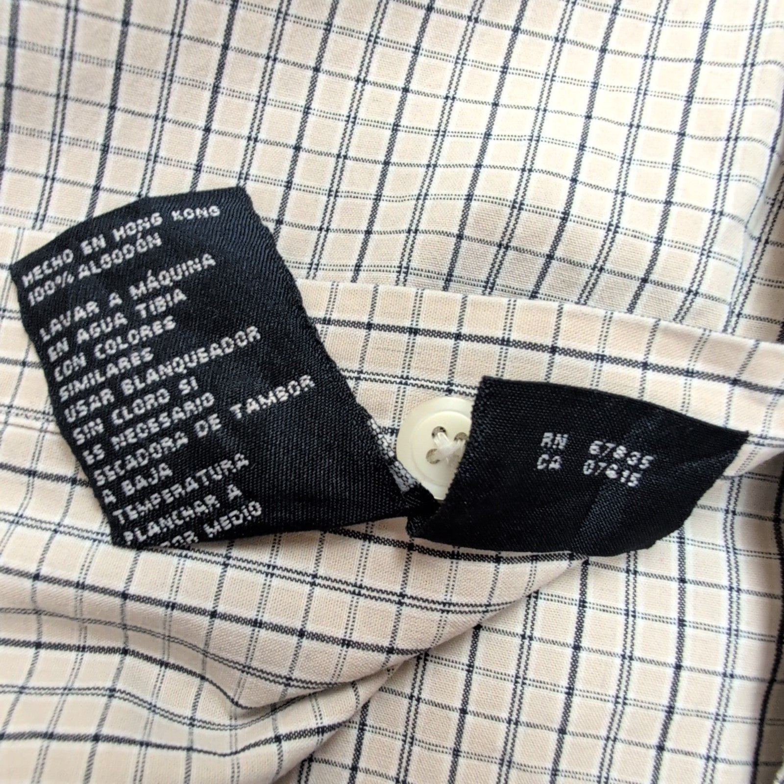 Chemise Nautica carreaux bleu marine écru manches courtes coton taille L