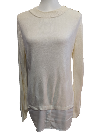 Pull Calvin Klein vintage blanc crème boutons dorés femme taille M