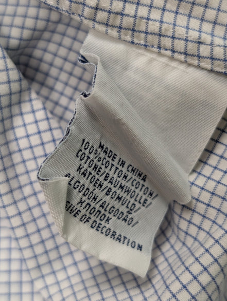 Chemise Polo Ralph Lauren Shirt XL Carreaux Bleu Blanc Col Classique Coton