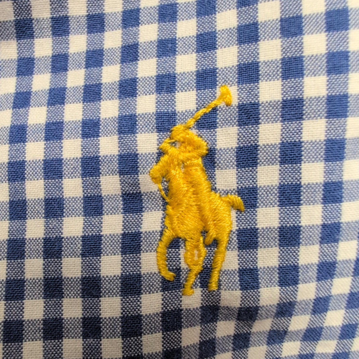 Chemise Ralph Lauren M Bleue Carreaux Classic Fit Shirt Button Down Logo Jaune