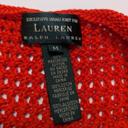 Pull femme LAUREN Ralph Lauren orange maille ajourée crochet coton taille M