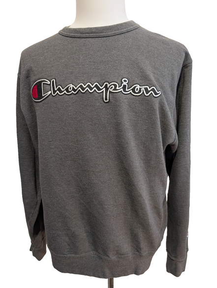 ➜ Sweat Col Rond Champion Vintage - Grand Logo Brodé - Gris - Taille M