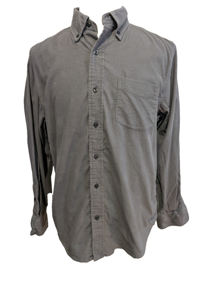 Chemise LANDS' END T.M Velours Côtelé Gris 71% Coton Classic Fit