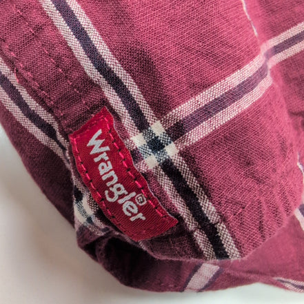 Chemise Wrangler stretch manches courtes bordeaux à carreaux 2 poches 3XL / 4XL