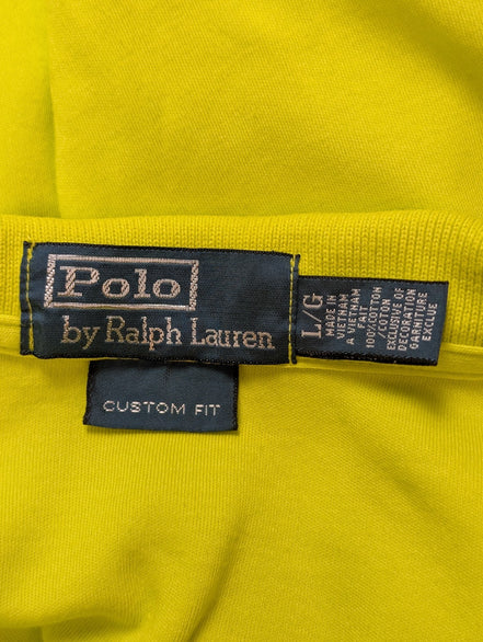 Polo manches courtes Polo Ralph Lauren jaune logo bleu coton Custom Fit L