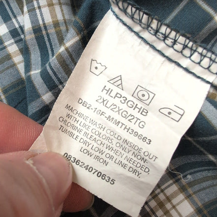 Chemise Wrangler Wrinkle Resist Manches Longues à Carreaux Vert et Kaki T. 2XL