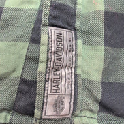 Chemise Harley Davidson flanelle M kaki noir carreaux manches courtes vintage