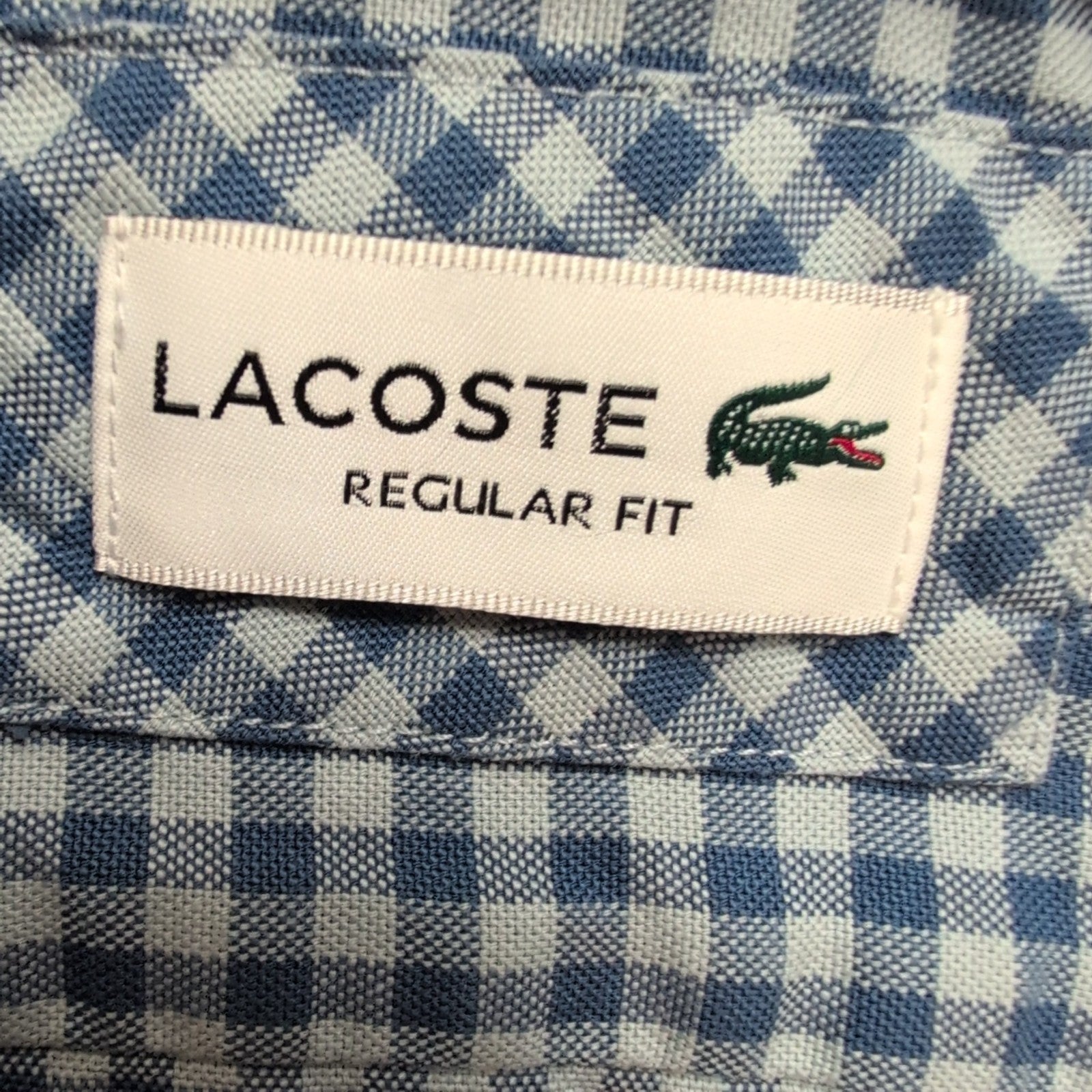 Chemise Lacoste 40 M Regular Fit Bleu Carreaux Coton Logo Brodé Poche