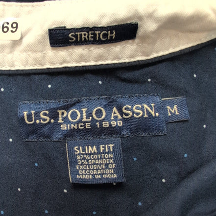 Chemise U.S. Polo Assn Slim Fit Stretch Bleu Marine Pois Taille M manches courte