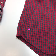 Chemise Nautica L Rouge Carreaux Logo Brodé Tencel Coton Homme
